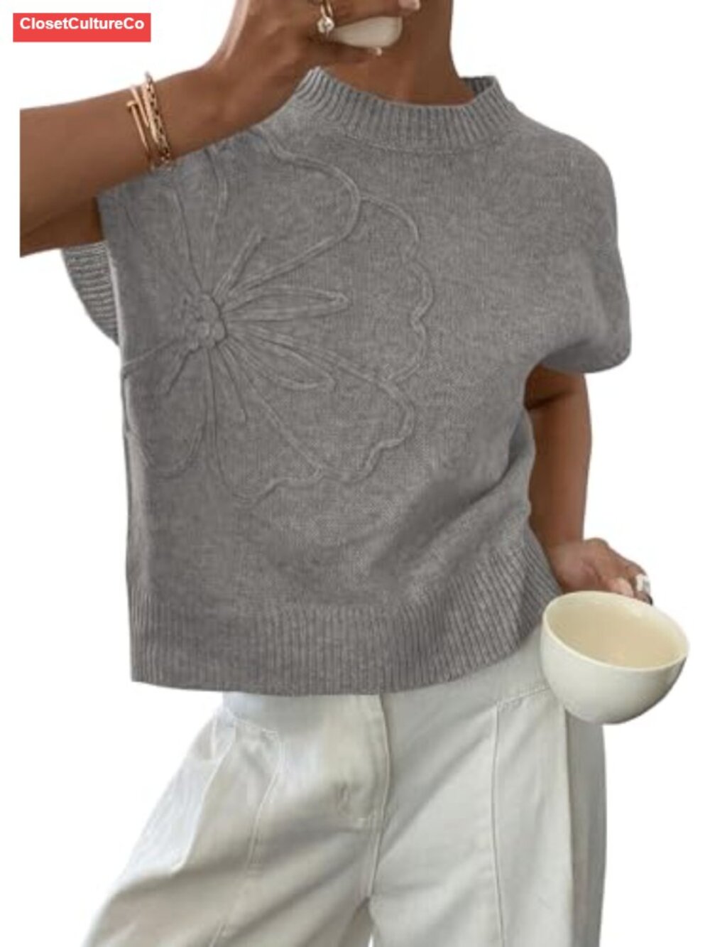 Womens Summer Sweater Vest Cap Sleeve Knit Tank Top